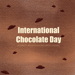 international chocolate day text isolated on texture background for World Chocolate Day. Modern brush ink calligraphy. poster, postcard, label, sticker, logo. Vector illustration