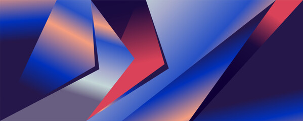 Abstract Geometric blue, pink, and colorful metallic background for technology and science design