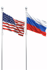 Fototapeta premium USA & Russia flag isolated on white background.