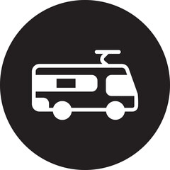 electric bus glyph icon