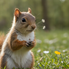 Obraz premium a squirrel that is standing on its hind legs