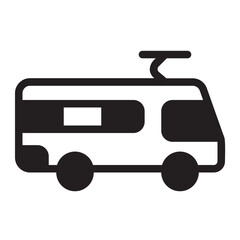 electric bus glyph icon