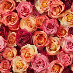 Fototapeta premium Bouquet Collage of Roses Seamless Pattern