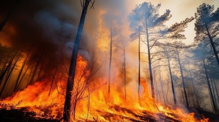 Explore the eerie beauty of a charred landscape, where the remnants of a forest fire stand as a testament to the power and unpredictability of nature.