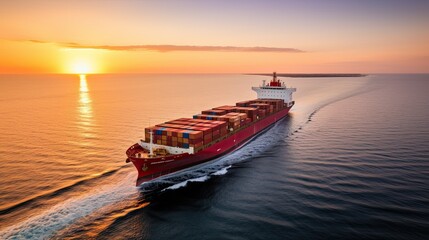 Fototapeta premium Embark on a visual journey through the intricate network of global trade, where container ships serve as the lifeline of commerce, bridging continents and cultures