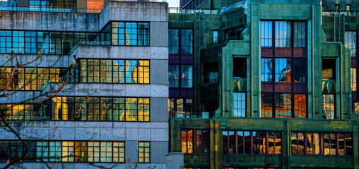 Modern buildings along the High Line Park in New York City