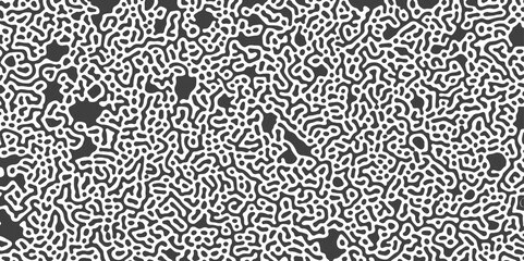 Fototapeta premium Monochrome Turing reaction background. Abstract diffusion pattern with chaotic shapes. Most trendy cool modern abstract vector background. Minimalism and minimal art print. Vector illustration.