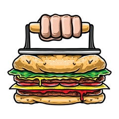 Smash burger vector illustration food logo icon cartoon