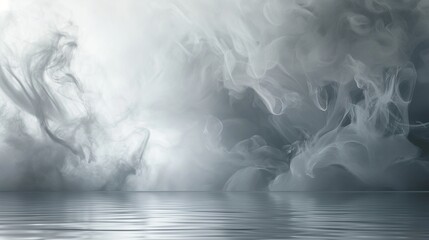 A canvas of soft, smoky textures in shades of gray and white, swirling together like mist over a tranquil lake. 32k, full ultra HD, high resolution