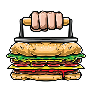 Smash burger vector illustration food logo icon cartoon