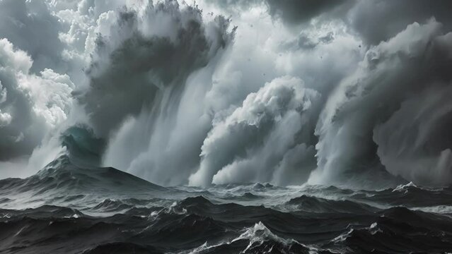 The oceans fury unleashed in the form of towering twisting water spouts.
