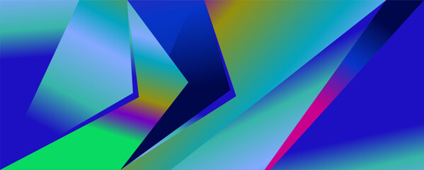 Abstract Geometric blue, green, and colorful retro futurism design for business and technology