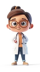 Fototapeta premium cute Occupational Therapist character white background 3D styled character funny cute front view simple 3d full color