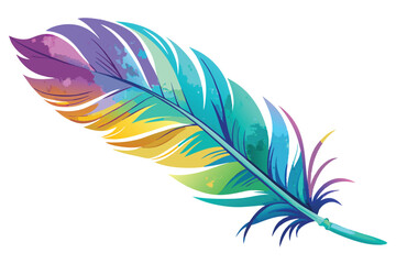 Watercolor Vector Feather on white background