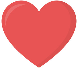 Red heart flat icon isolated on white background.