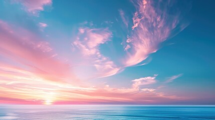 Radiant Blush Blue Horizon: a radiant and luminous, portrait-oriented horizon in blush blue, symbolizing hope and optimism for the future. 