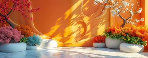 Soft Orange room with flower