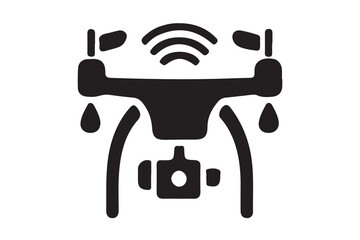 Drone silhouette vector, drone camera icon silhouette vector illustration