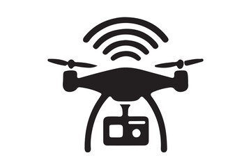 Drone silhouette vector, drone camera icon silhouette vector illustration