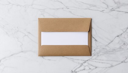 Open Envelope with White Card on Marble Background
