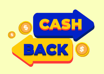 Cash back icon with coins. Vector illustration.