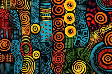 Fototapeta premium doodle art african patterns vector color