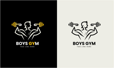 Creative Gym, fitness bodybuilding, logo icon sample, Sports man concept Vector illustration Template