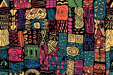 doodle art african patterns vector color