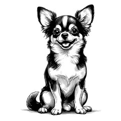 Hand drawn cute Chihuahua in full-body, vector sketch isolated on transparent background.	