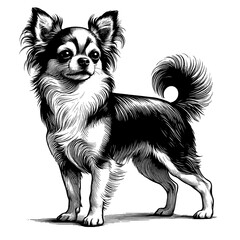 Hand drawn cute Chihuahua in full-body, vector sketch isolated on transparent background.	