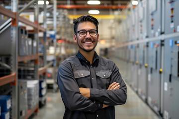Obraz premium Logistics coordinator managing the supply chain for EV components.