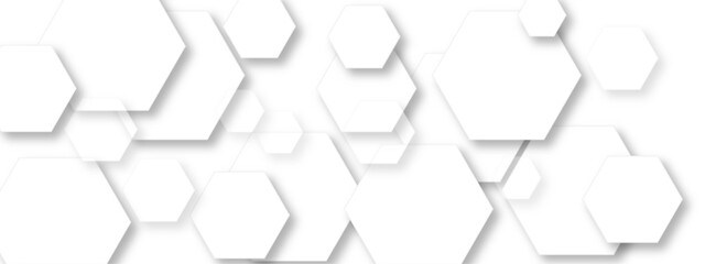 Abstract white hexagon pattern background. Abstract hexagon technology design background. Futuristic honeycomb mosaic white background. Vector Illustration. 