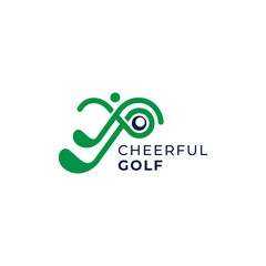 people with golf sticks and balls for golf lovers logo