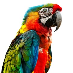 close up parrot  bird on white background
