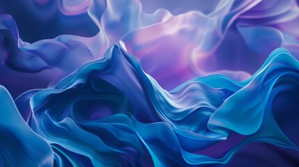 Fototapeta premium 3d abstract blue and purple background with flowing smoke, wavy liquid texture 