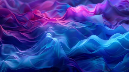 Obraz premium 3d abstract blue and purple background with flowing smoke, wavy liquid texture 