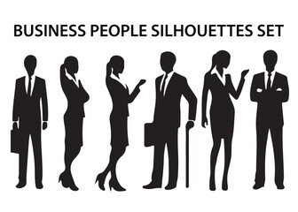 Business people Silhouettes, set of vector silhouettes