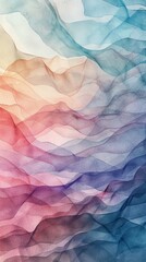 Fototapeta premium Watercolor painting depicting waves in gradients of sunset colors, background