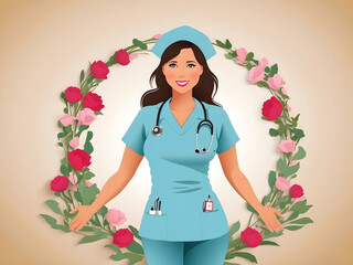 National Nurses Week is observed in the United States from the 6th to the 12th of May of each year, to mark the contributions that nurses make to society. Vector illustration design.