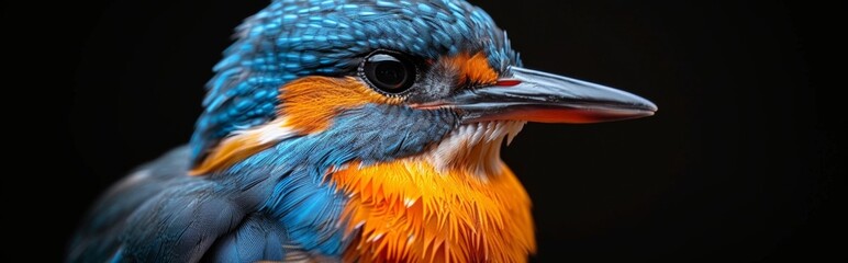 Glowing Bird in Black Background, Mysterious Creature Concept, 4K Digital Wallpaper with Text Copy Space