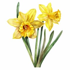 Fototapeta premium Watercolor Daffodil Clipart