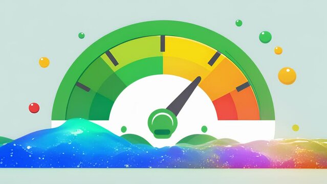 A meter filling up with green liquid symbolizing a credit score going from poor to excellent.