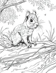 Obraz premium Squirrel coloring book for kids