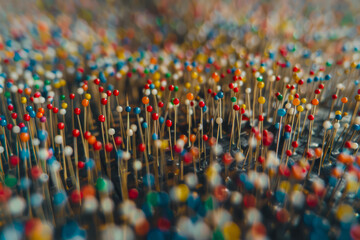 Obraz premium Lots Of Colored Craft Pins Closeup For Background Created Using Artificial Intelligence