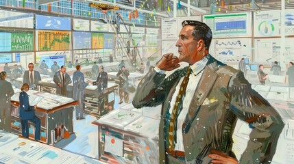 Obraz premium Depiction of a CFO: Collaboration with Investors and Strategic Decision-Making