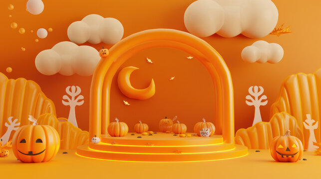 Orange Podium with a Touch of Halloween