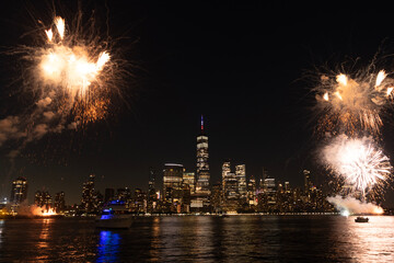 New York Manhattan fireworks. New York Fireworks over Manhattan. New York City 4th of July...