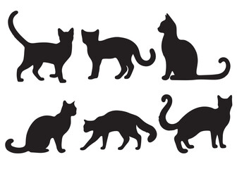 Cat silhouette vector,  isolated silhouette cat set