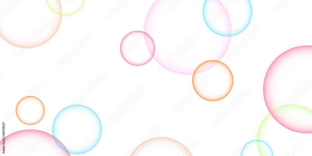 Wall mural colorful bubbles.abstract, colorful transparent pink, blue and soap bubbles floating in the air.desi