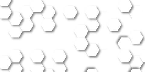 Abstract hexagon background. Futuristic abstract honeycomb mosaic white technology background. Surface polygon pattern with glowing hexagon paper texture and futuristic business. graphic concept.